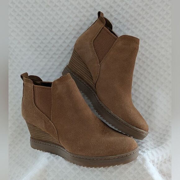 Sofft Utley Redwood Brown Wedge Bootie, Stacked Heel, Women's Size 7 1/2 - Picture 1 of 13